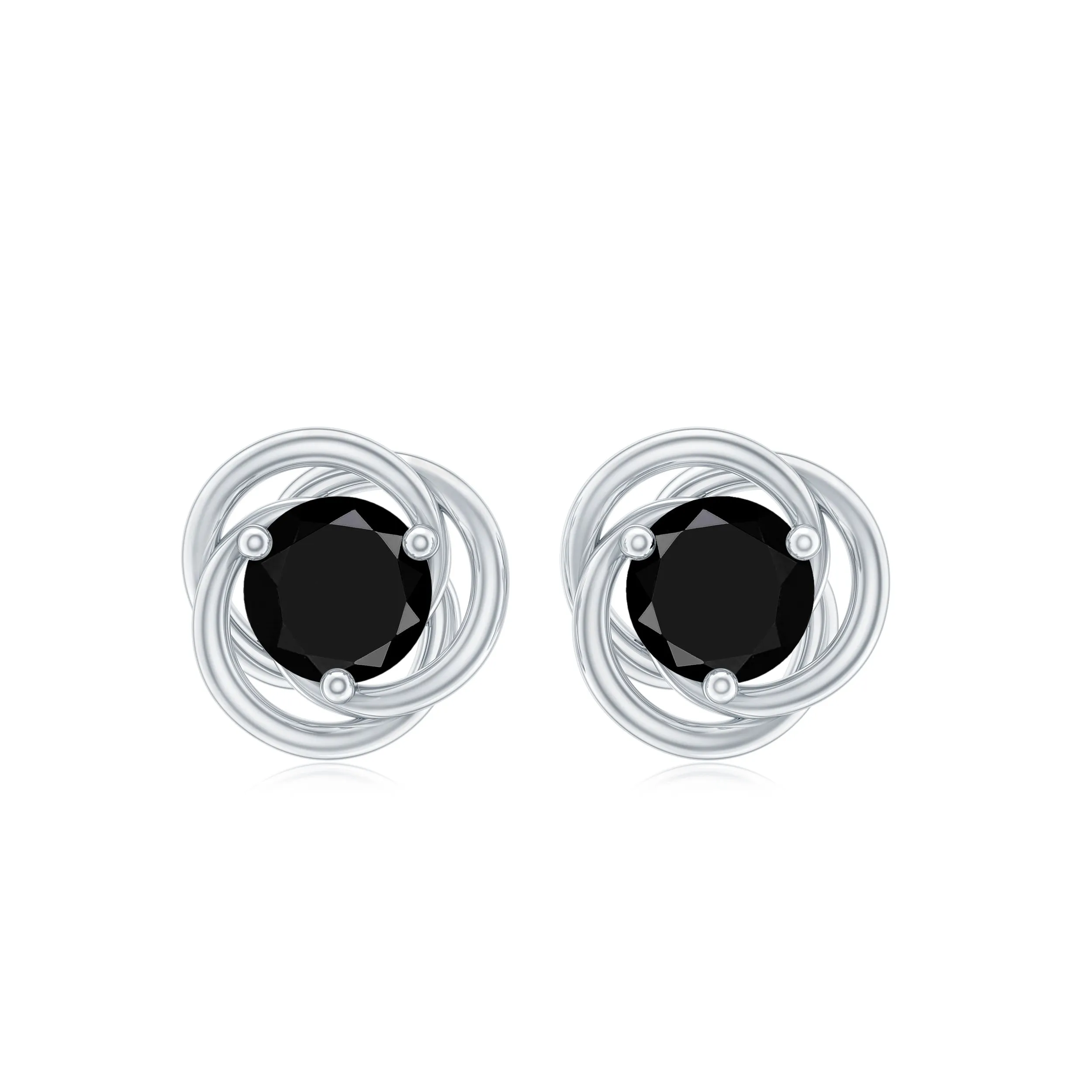 0.75 CT Black Spinel Solitaire Stud Earrings in Prong Setting