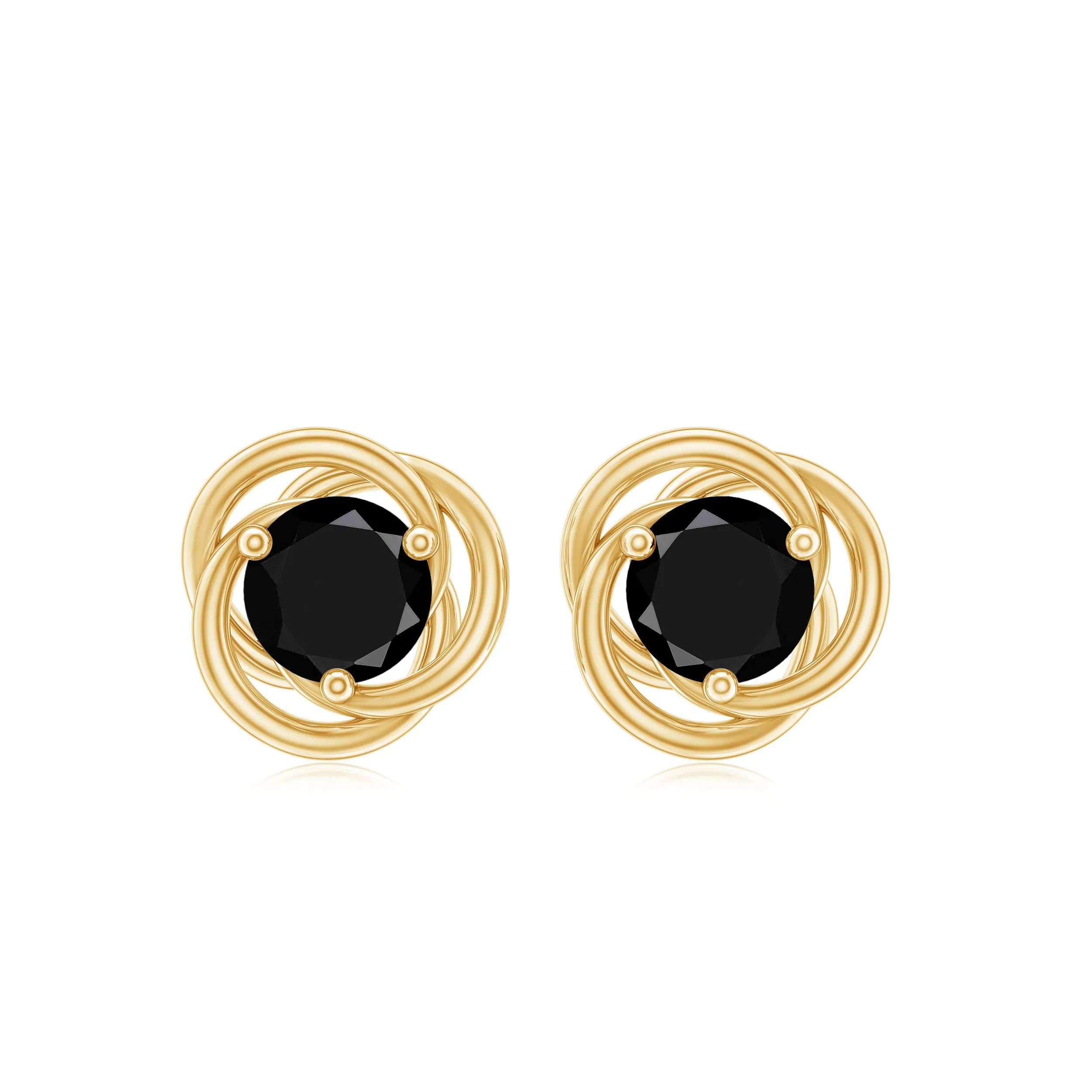 0.75 CT Black Spinel Solitaire Stud Earrings in Prong Setting