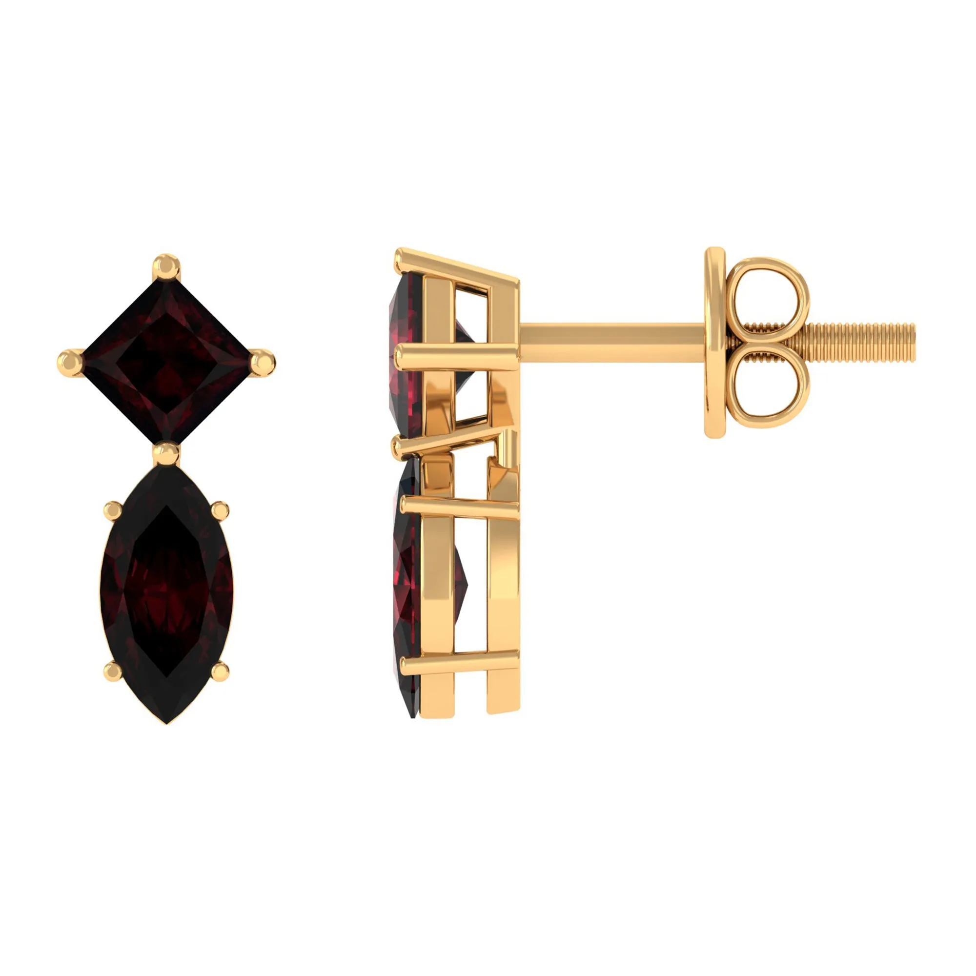 1 CT Garnet Simple Stud Earrings