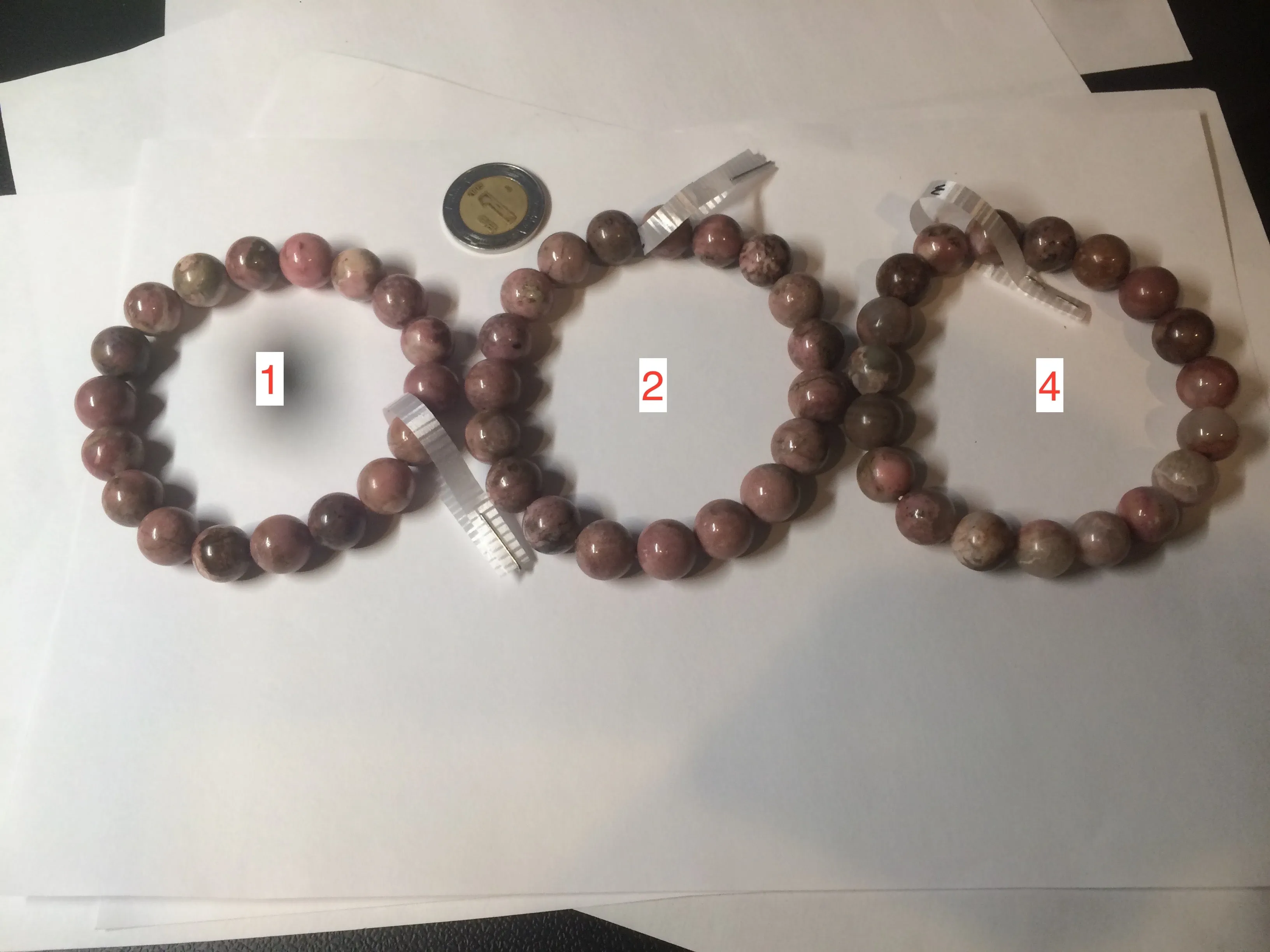 10-10.3mm 100% natural pink/black rose stone (Rhodonite) bracelet SY41