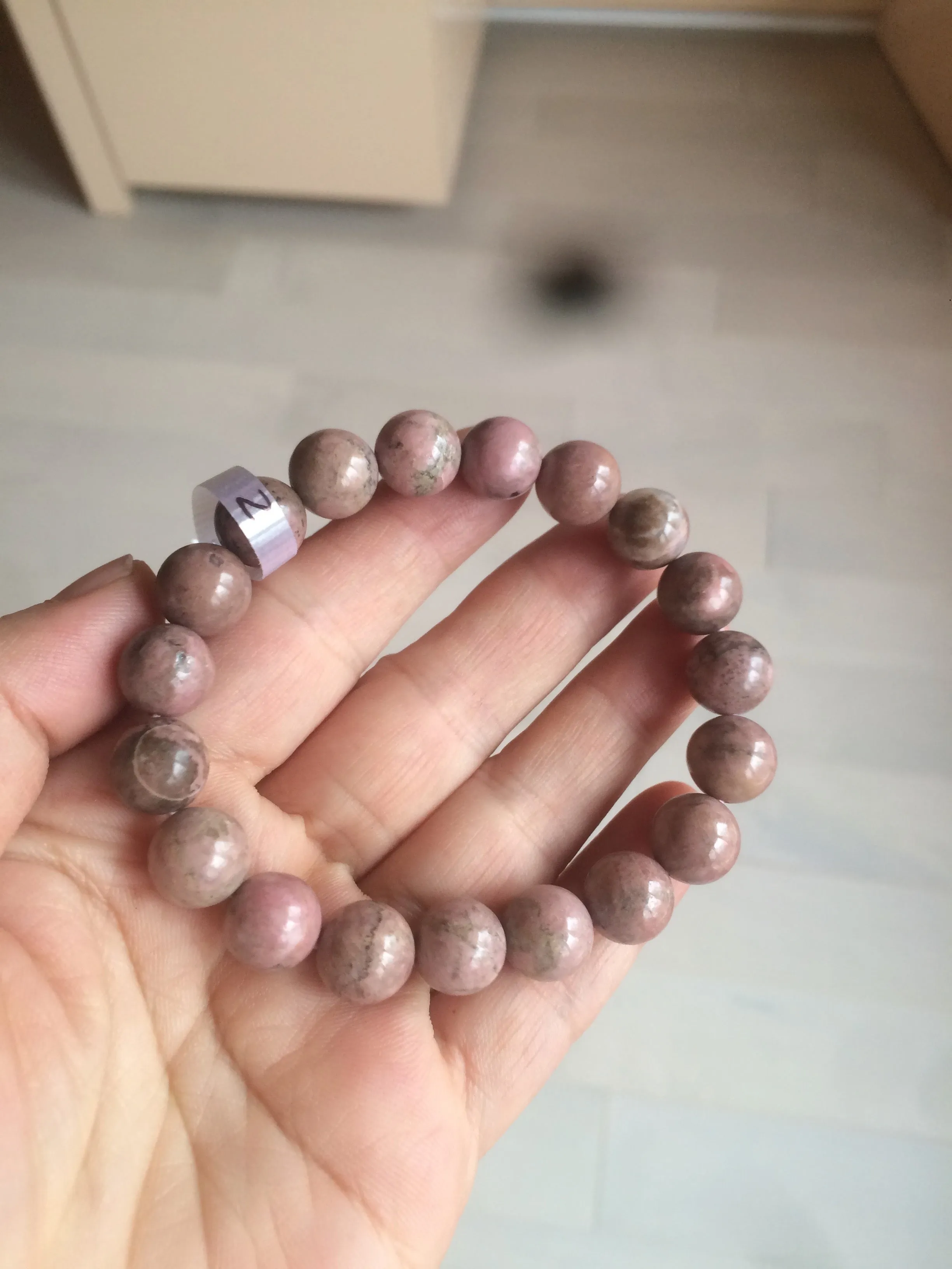 10-10.3mm 100% natural pink/black rose stone (Rhodonite) bracelet SY41