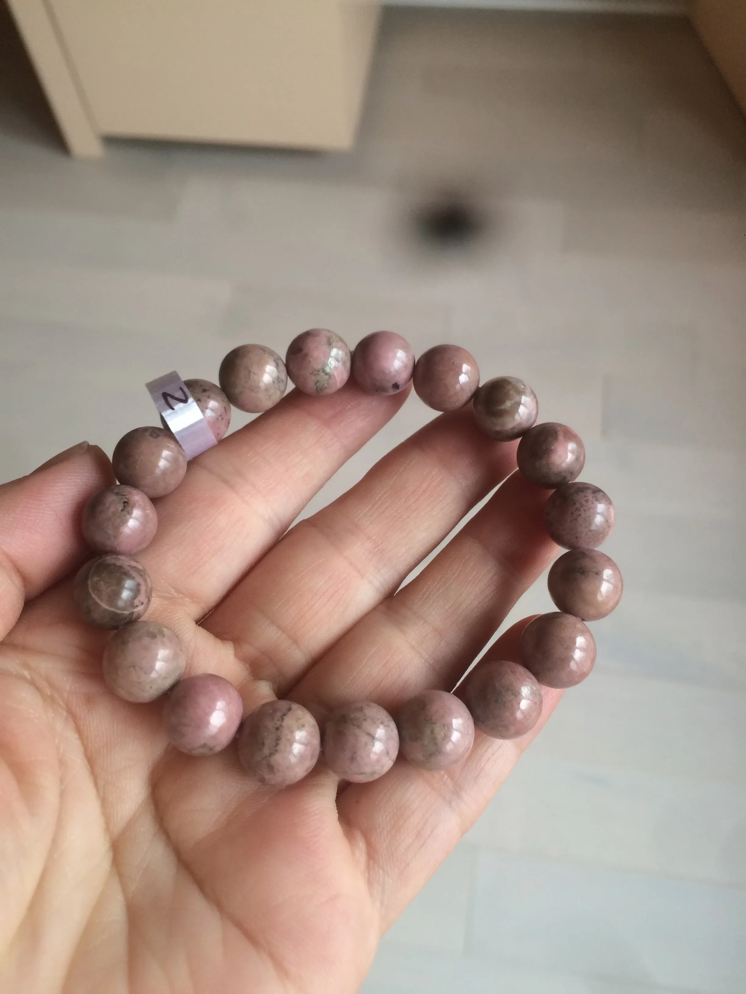 10-10.3mm 100% natural pink/black rose stone (Rhodonite) bracelet SY41