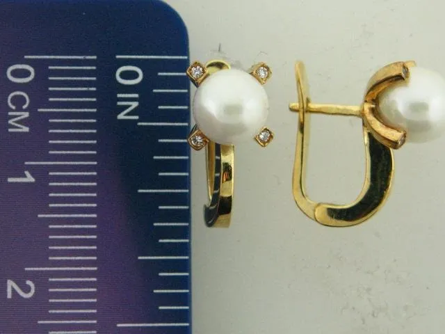 10.01759- 19.2k Portuguese Gold Pearl & CZs Earrings