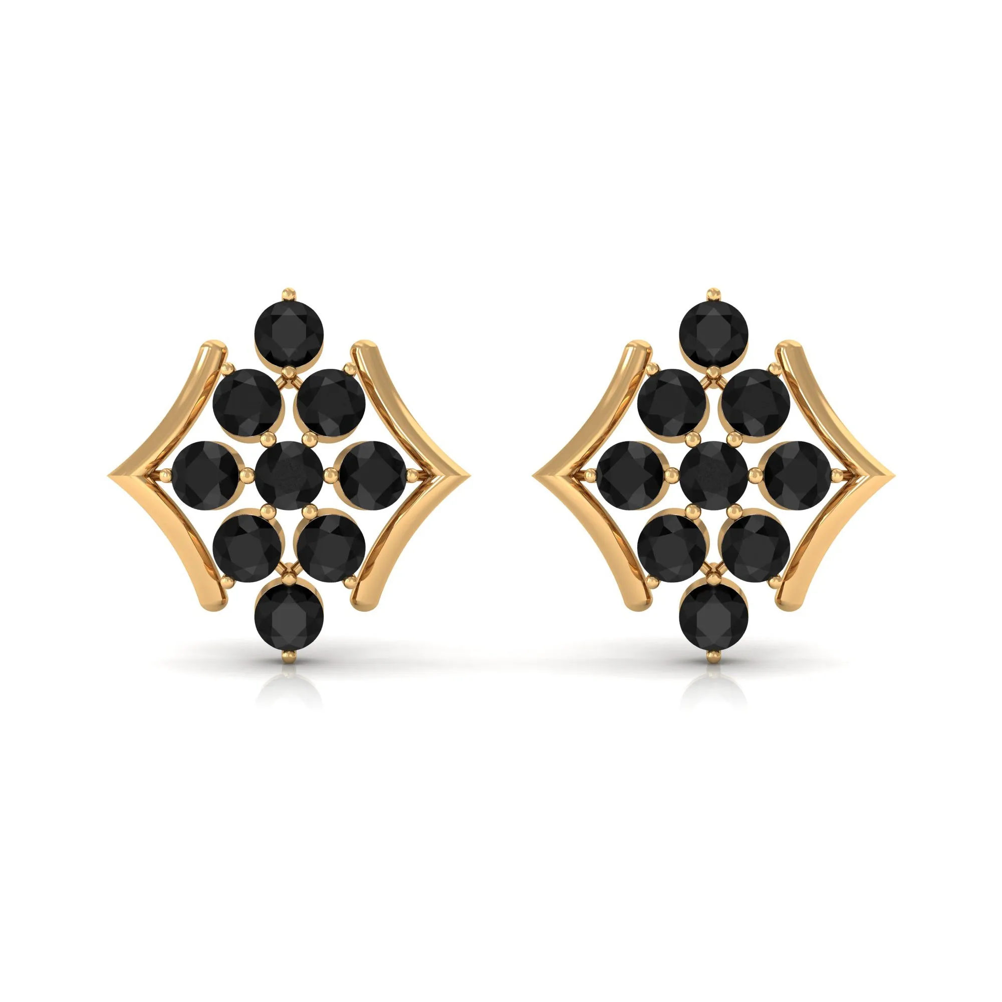 1/2 CT Black Onyx Cluster Stud Earrings