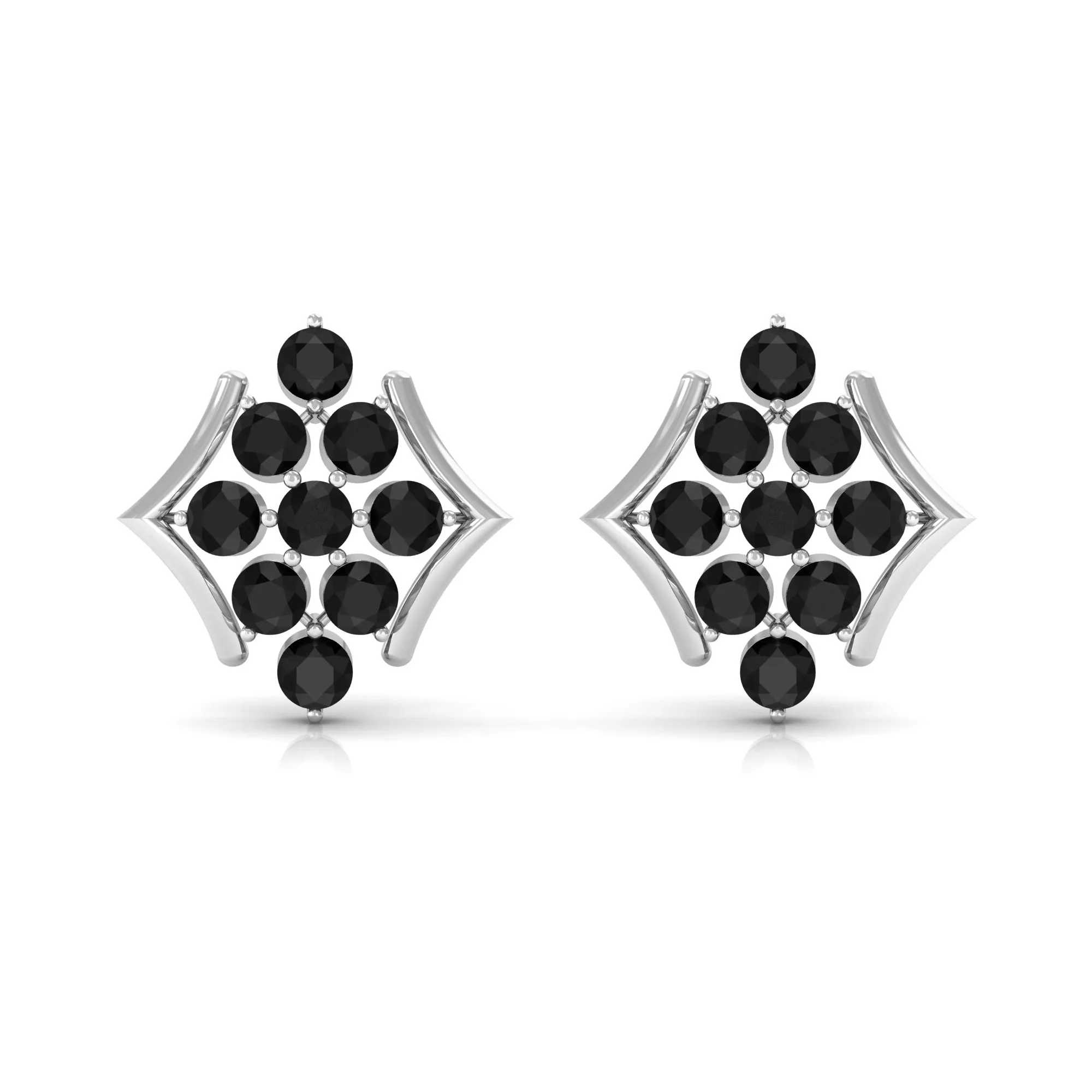 1/2 CT Black Onyx Cluster Stud Earrings