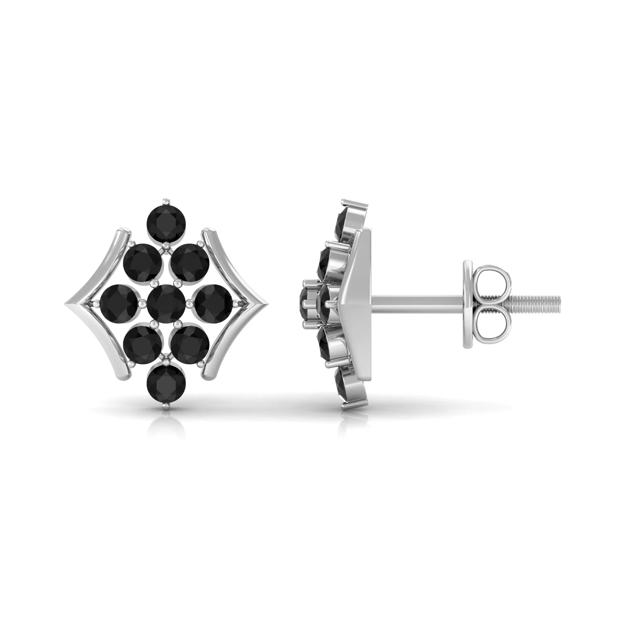 1/2 CT Black Onyx Cluster Stud Earrings