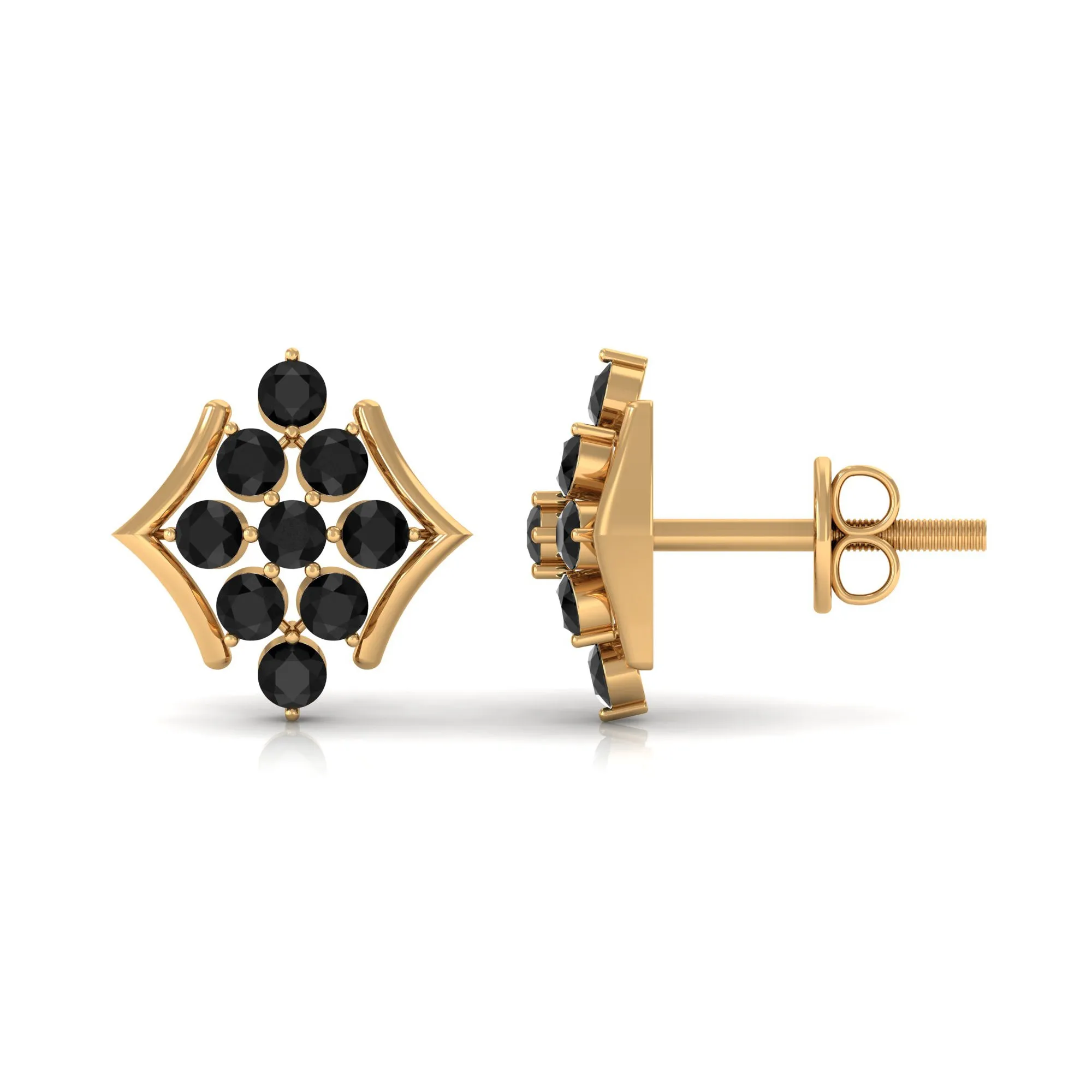1/2 CT Black Onyx Cluster Stud Earrings