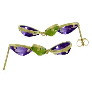 13.6 Carat 14K Solid Yellow Gold Chandelier Earrings Amethyst Peridot