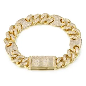 13mm Iced Out AAA CZ Crystal Cuban Chain Miami Link Bracelet