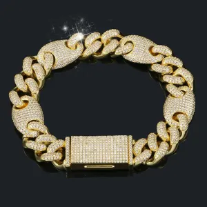 13mm Iced Out AAA CZ Crystal Cuban Chain Miami Link Bracelet