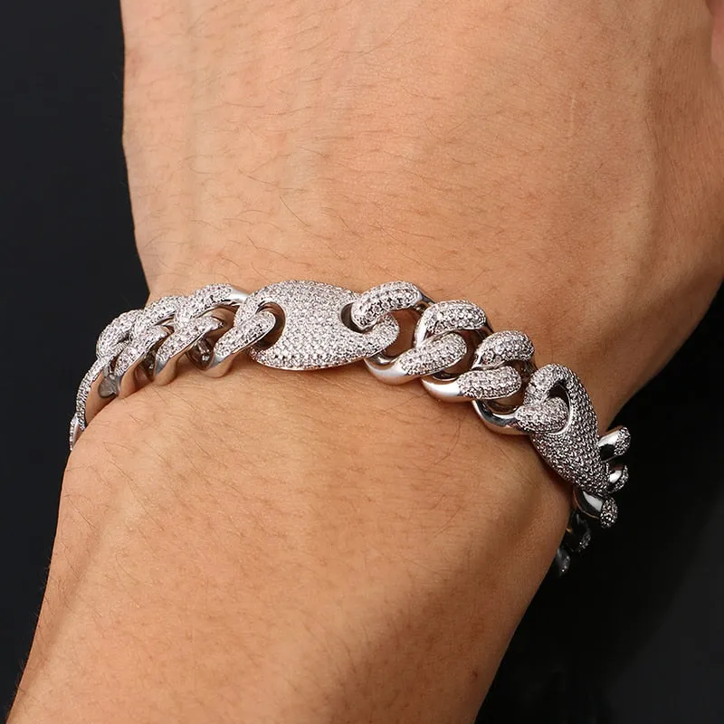 13mm Iced Out AAA CZ Crystal Cuban Chain Miami Link Bracelet