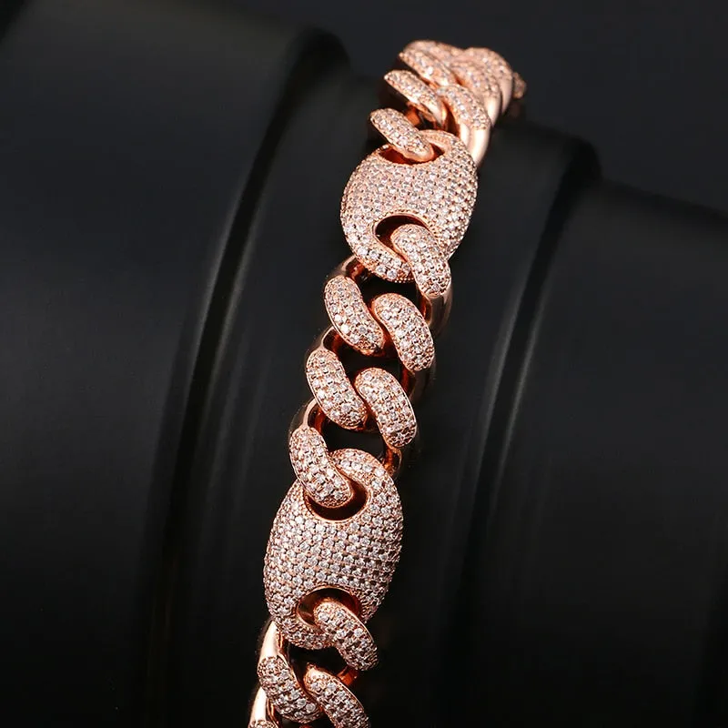 13mm Iced Out AAA CZ Crystal Cuban Chain Miami Link Bracelet