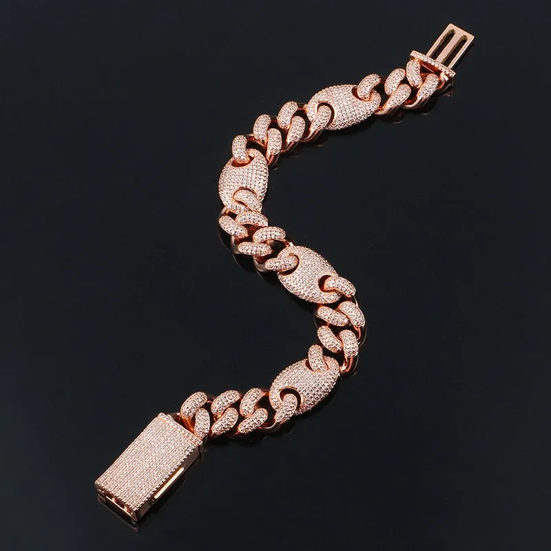 13mm Iced Out AAA CZ Crystal Cuban Chain Miami Link Bracelet