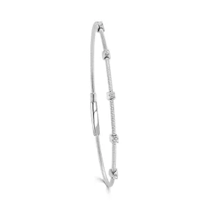 14K Gold Diamond Flexible Station Bangle - 0.13ct