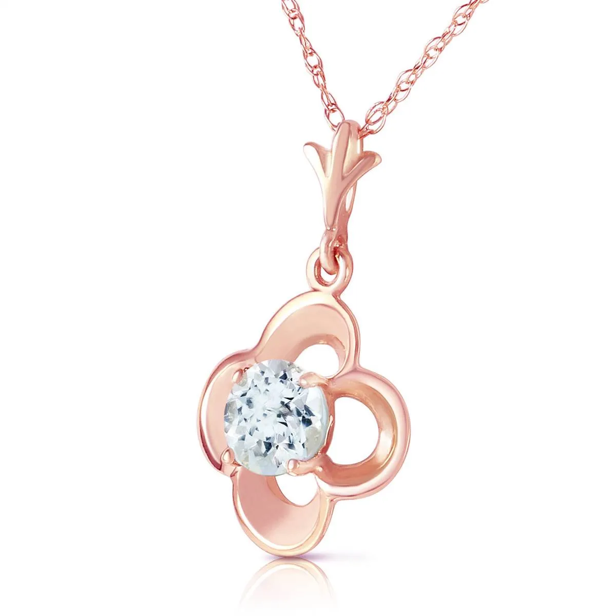 14K Solid Rose Gold Aquamarines Necklace Classic