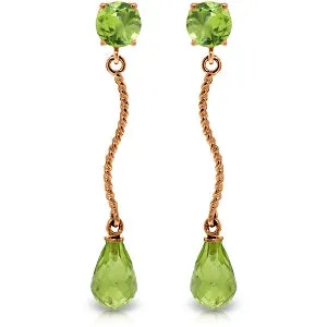14K Solid Rose Gold Danglings Earrings w/ Natural Peridots