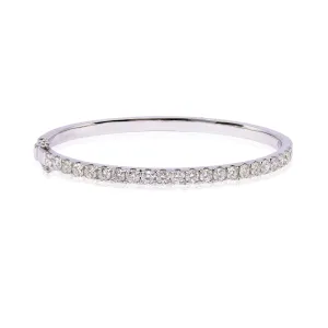 14K WHITE GOLD DIAMOND BANGLE BRACELET - 3.39CTW