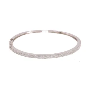 14K White Gold Diamond Bangle W/ 0.52ct VS Diamonds & Bright Polished Solid Band