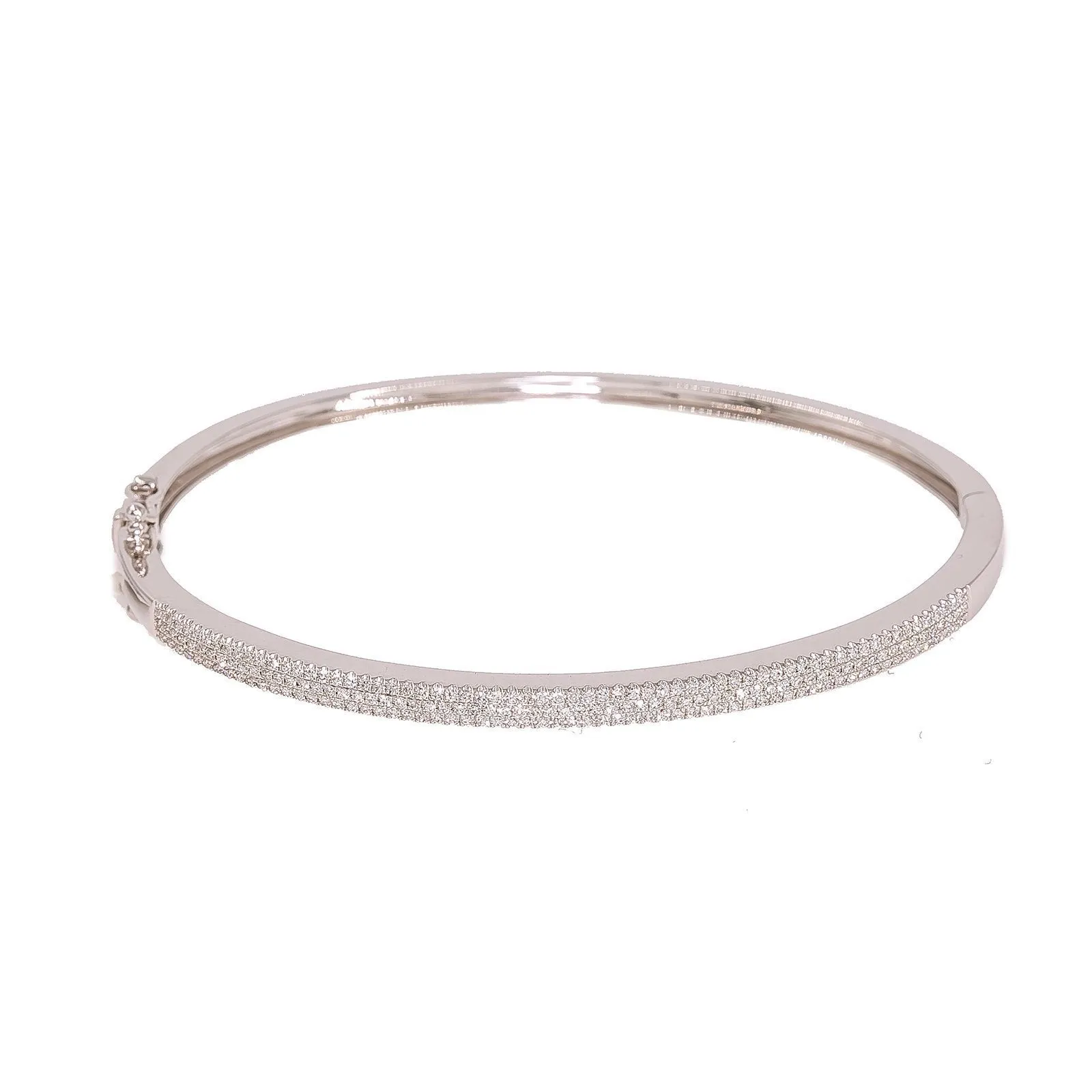 14K White Gold Diamond Bangle W/ 0.52ct VS Diamonds & Bright Polished Solid Band