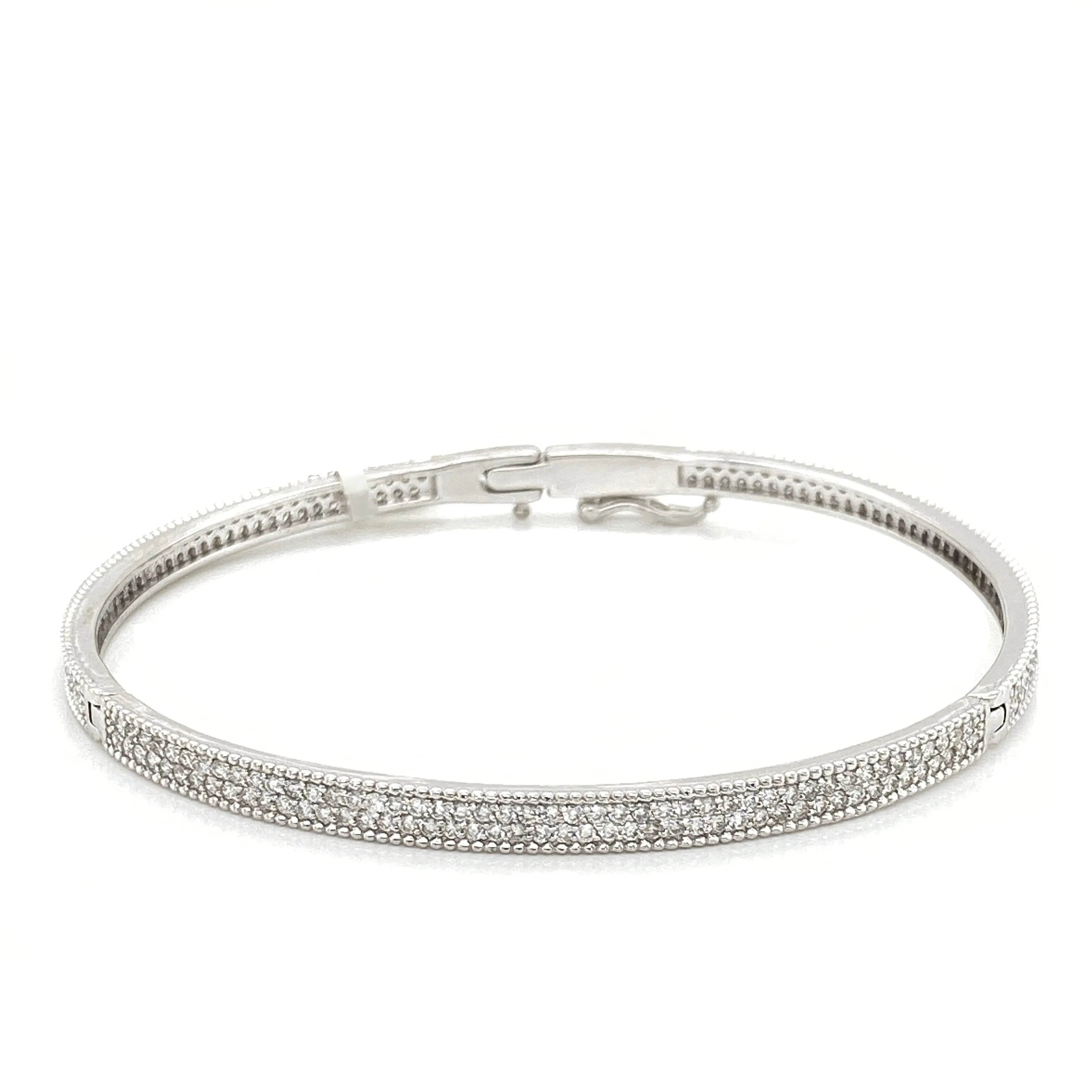 14K White Gold Diamond Pave Bangle