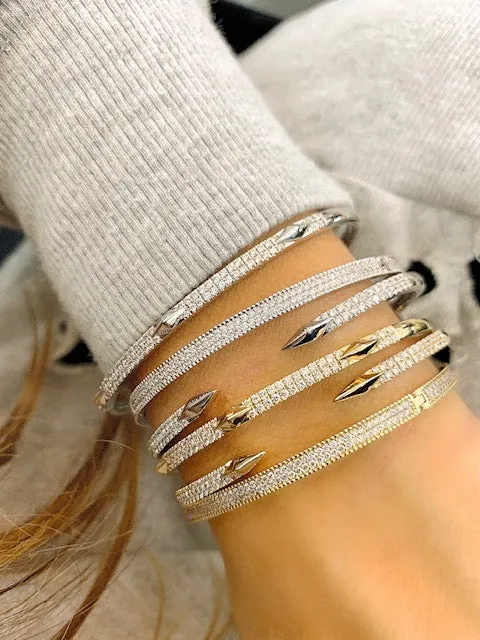 14K White Gold Diamond Pave Bangle