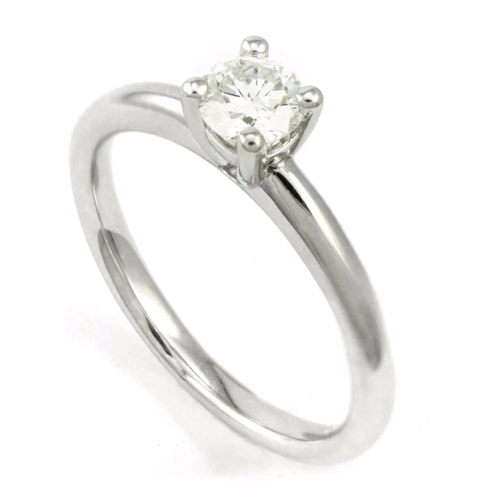 14k White Gold Solitaire Round Brilliant Diamond Engagement Ring