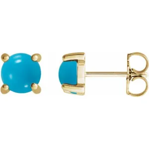 14K Yellow 5 mm Natural Turquoise Earrings