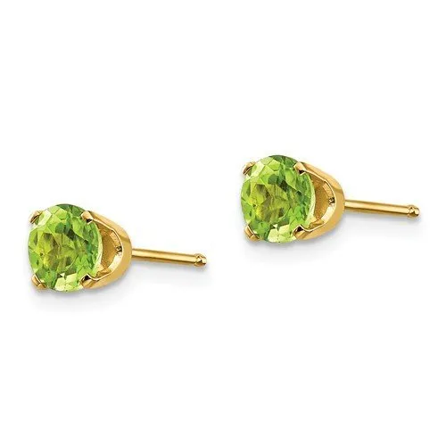 14KT GOLD 1.10 CTW ROUND PERIDOT EARRINGS
