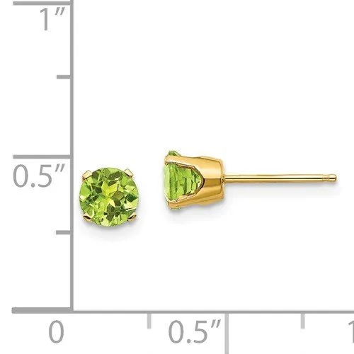 14KT GOLD 1.10 CTW ROUND PERIDOT EARRINGS