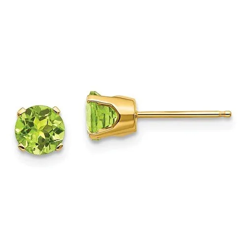 14KT GOLD 1.10 CTW ROUND PERIDOT EARRINGS