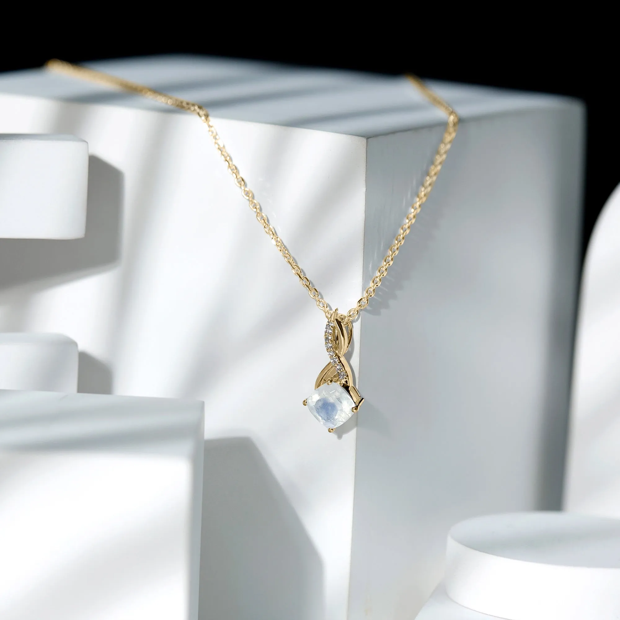 1.50 CT Infinity Pendant Necklace with Moonstone Solitaire and Diamond