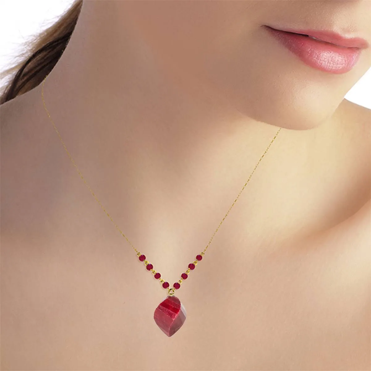 16.25 Carat 14K Solid Yellow Gold Life Is A Dream Ruby Necklace