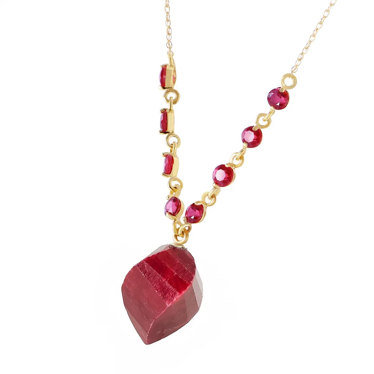 16.25 Carat 14K Solid Yellow Gold Life Is A Dream Ruby Necklace