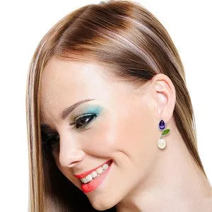 16.6 Carat 14K Solid White Gold Earrings Peridot, Amethyst Pearl