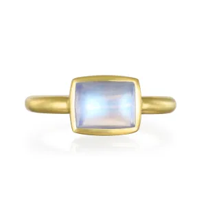 18 Karat Gold Moonstone East/West Bezel Ring
