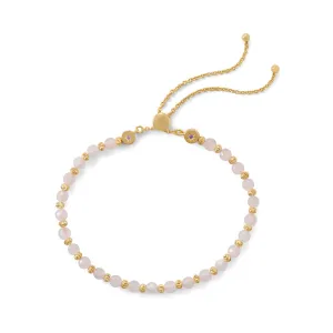 18 Karat Gold Plated Faceted Rose Quartz Bolo Bracelet