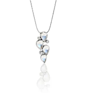 18ct white gold moonstone and diamond pendant
