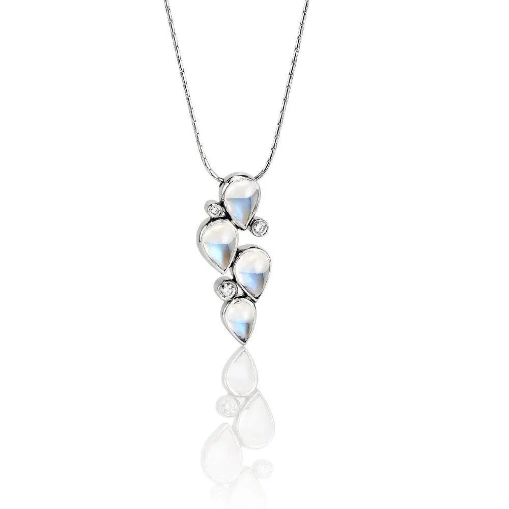 18ct white gold moonstone and diamond pendant