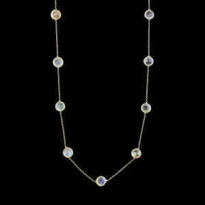 18K Yellow Gold Estate Rainbow Moonstone Necklace