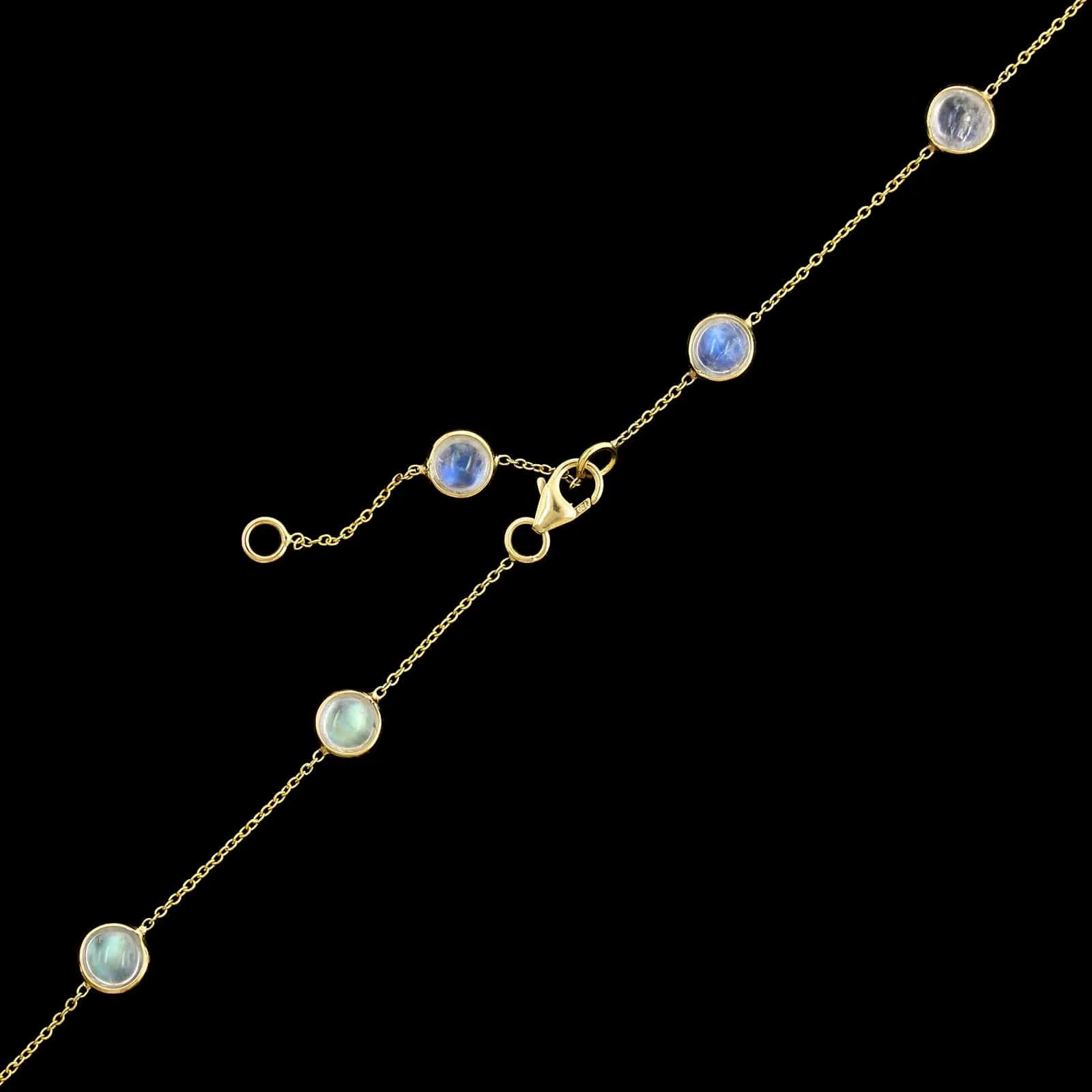 18K Yellow Gold Estate Rainbow Moonstone Necklace