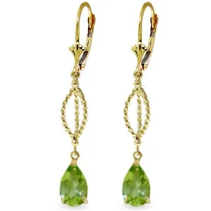 3 Carat 14K Solid Yellow Gold Vivid Fantasy Peridot Earrings