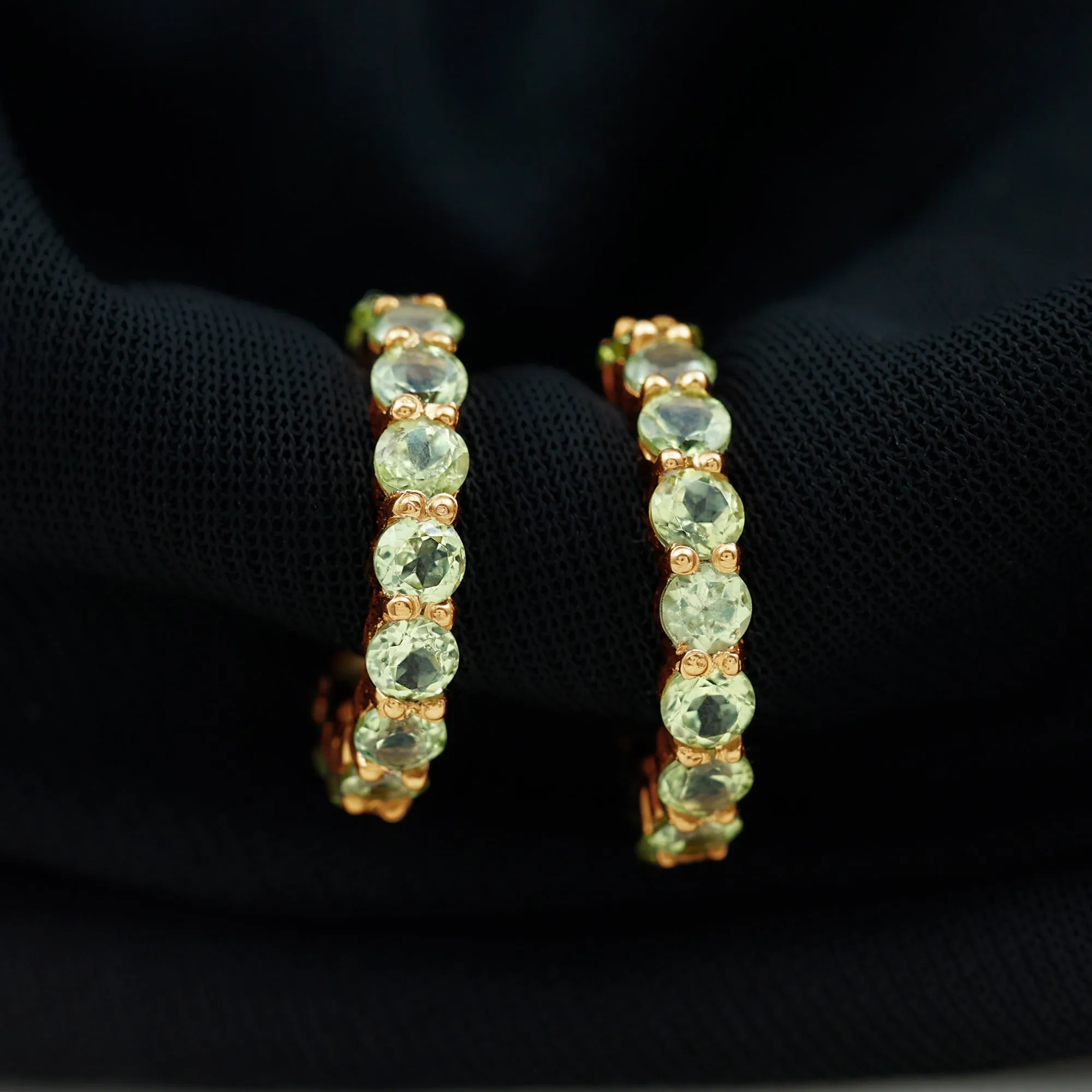 3 CT Round Shape Peridot J Hoop Earrings For Women