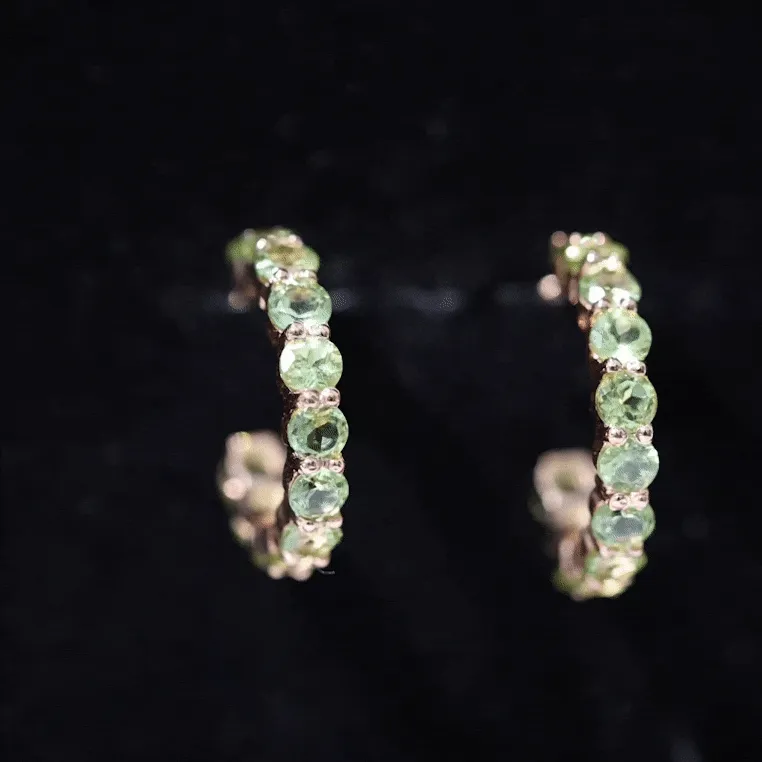 3 CT Round Shape Peridot J Hoop Earrings For Women