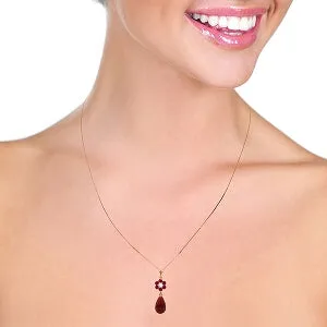 3.83 Carat 14K Solid Rose Gold Necklace Natural Ruby Diamond