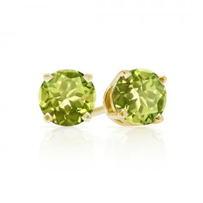 3mm, 4mm or 5mm Round Mesa Verde® Peridot Stud Earrings in 14kt Gold