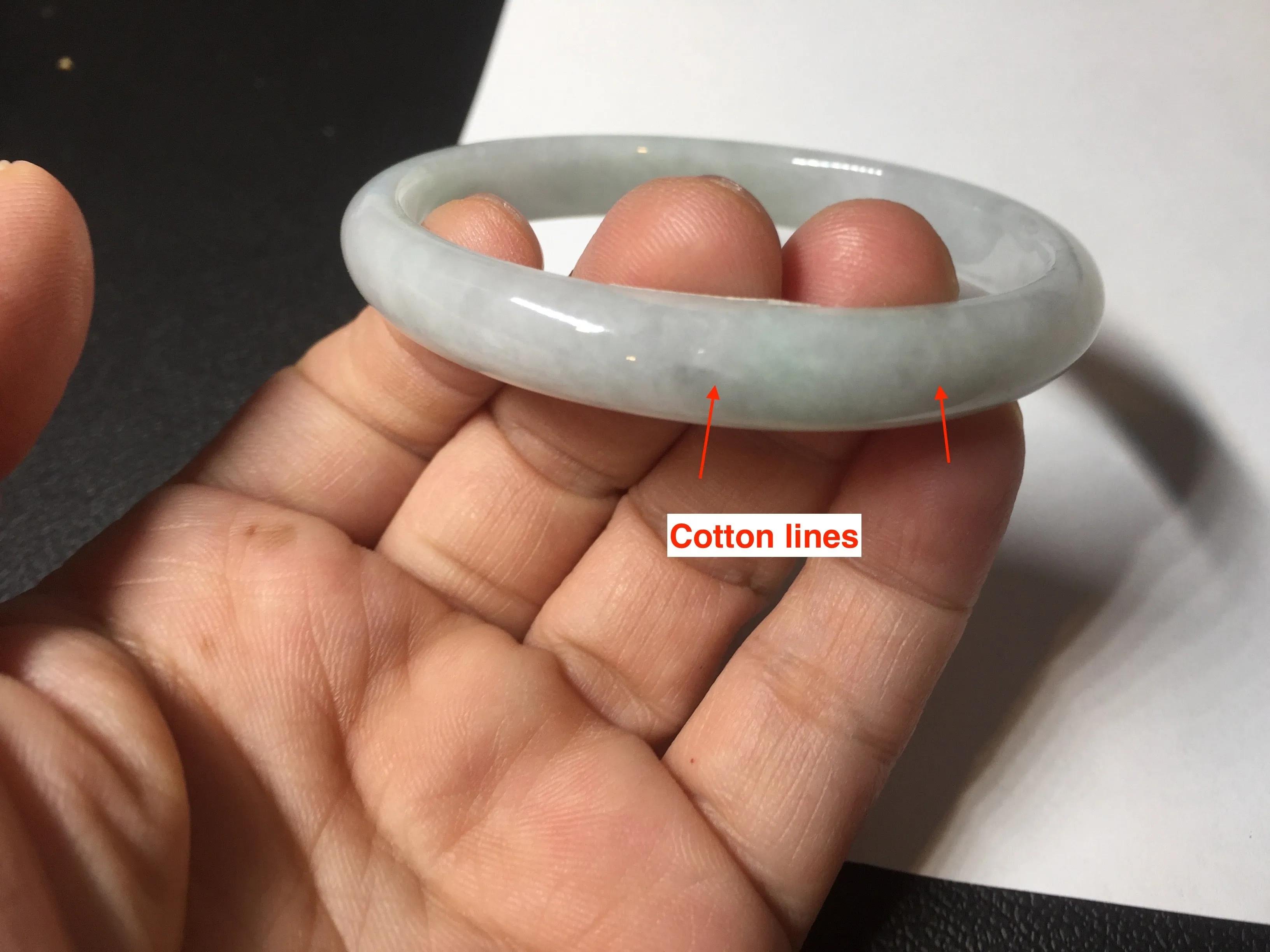 49mm Type A 100% Natural light green oval Jadeite Jade bangle BM71