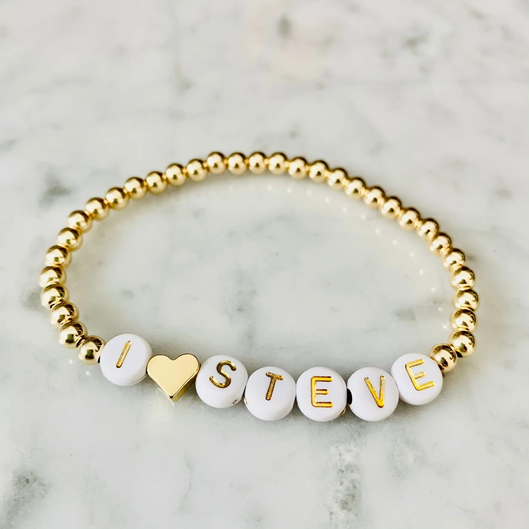 4mm Beaded "I(HEART)....." Custom Bracelet