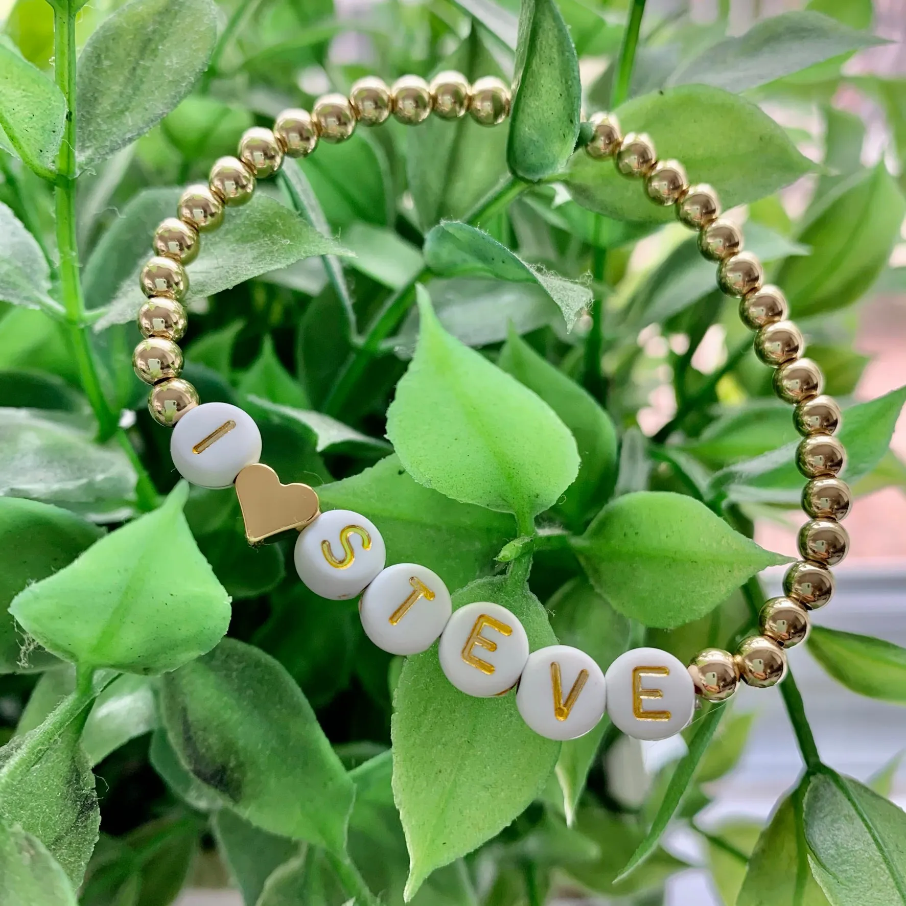 4mm Beaded "I(HEART)....." Custom Bracelet