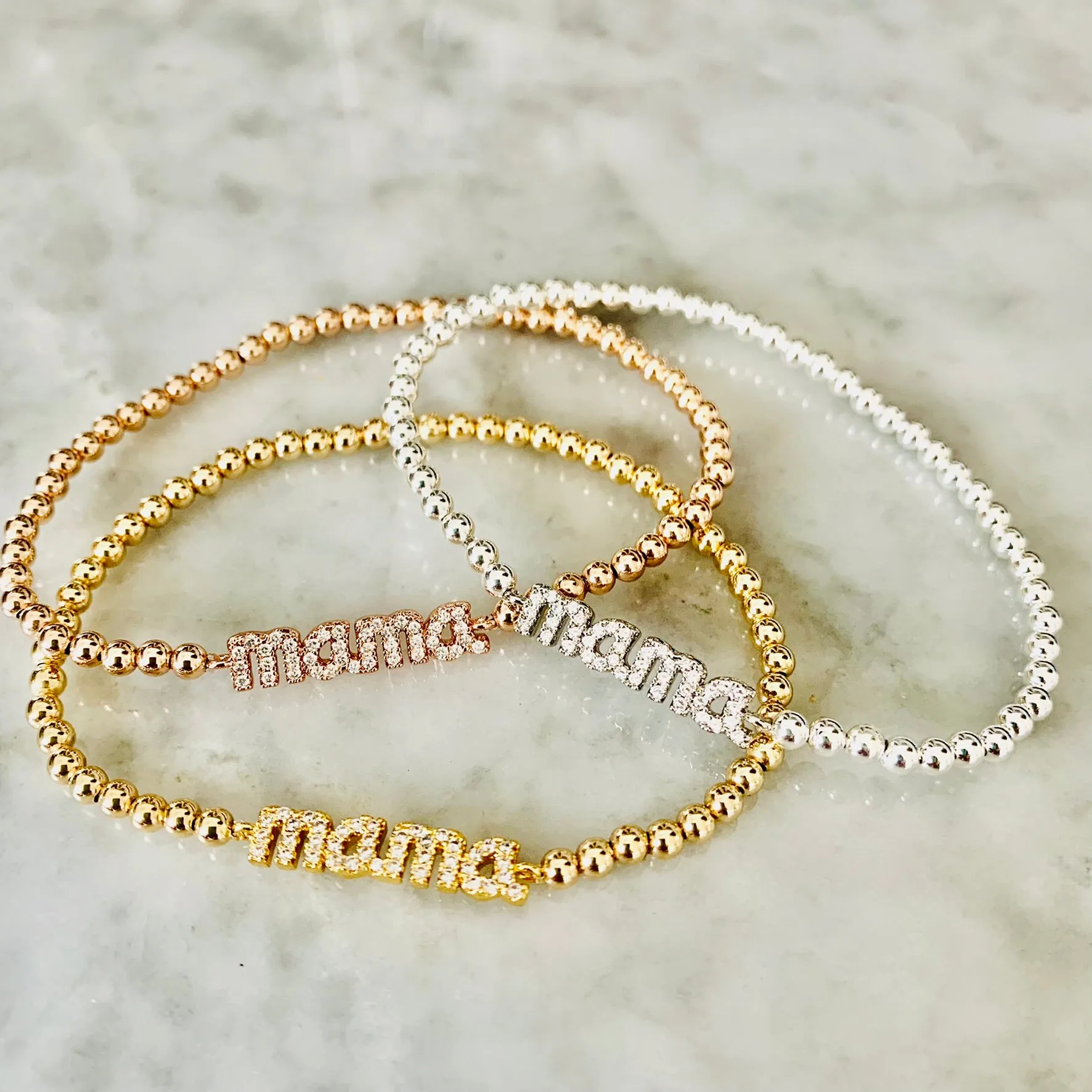 4mm Beaded "MAMA" Bracelet