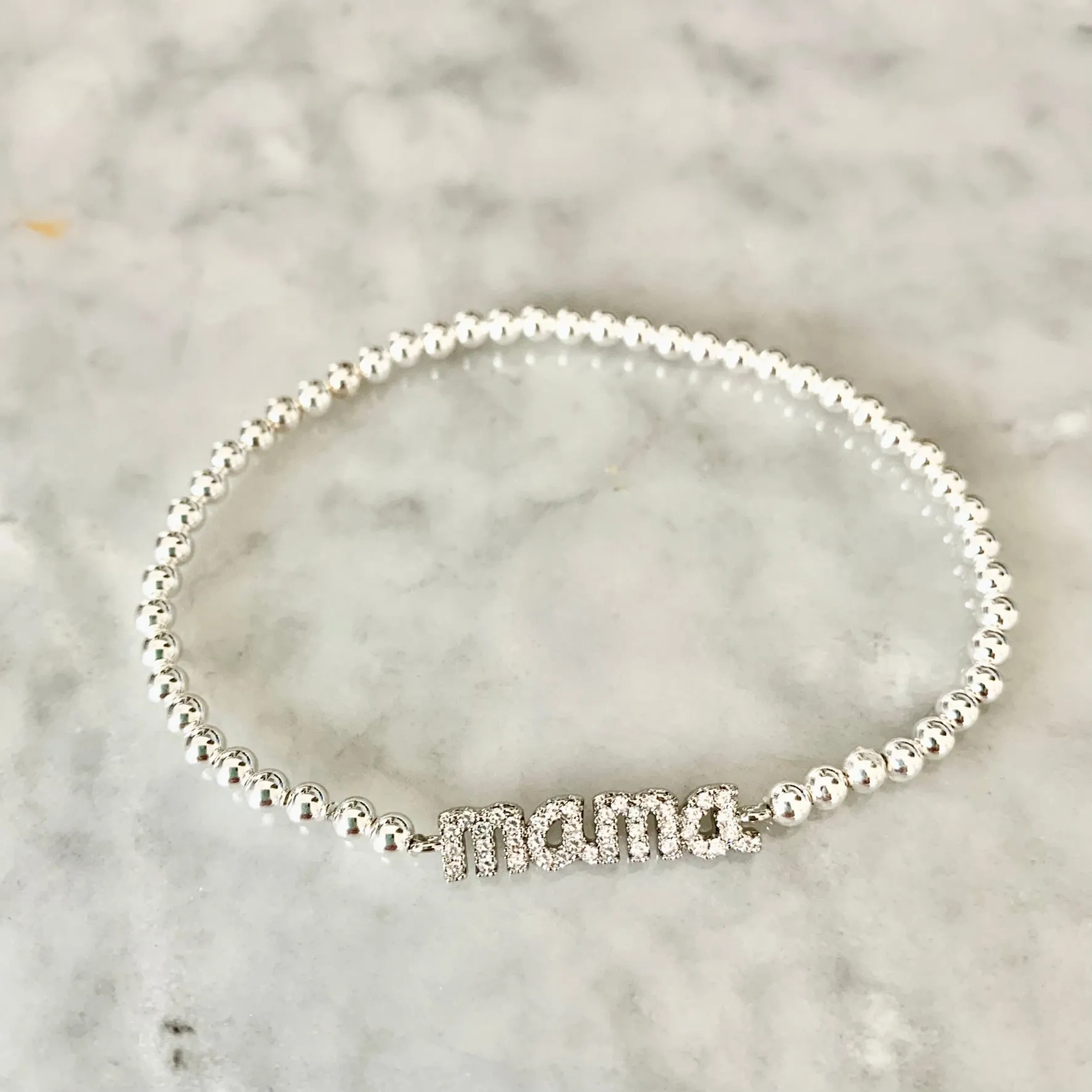 4mm Beaded "MAMA" Bracelet